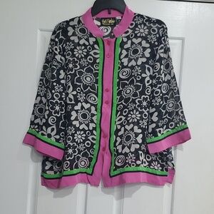 Bob Mackie Wearable Art Vintage Top 100% Silk Size XL